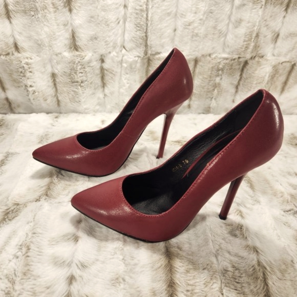Machi Burgundy 4 1/2" Stiletto High Heel Pumps